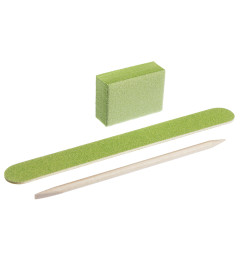 Disposable Set for Manicure, Color: Green (Nail File 120/120, Buff 120/120, Orange Stick)