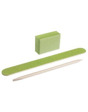 Disposable Set for Manicure, Color: Green (Nail File 120/120, Buff 120/120, Orange Stick)