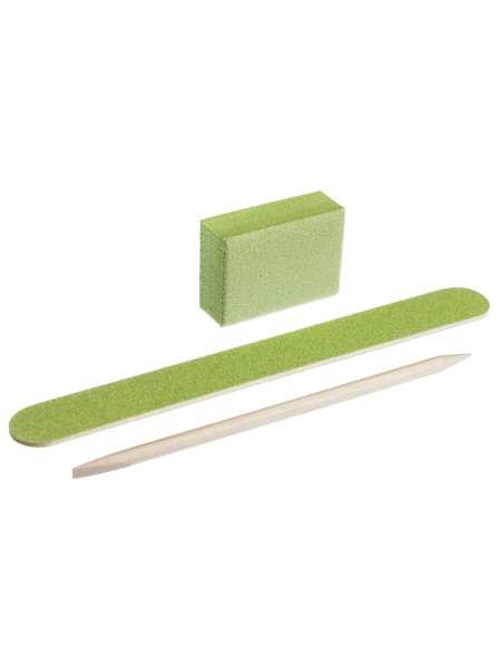 Disposable Set for Manicure, Color: Green (Nail File 120/120, Buff 120/120, Orange Stick)