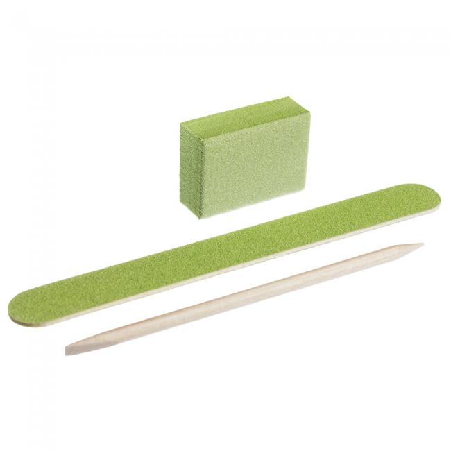 Disposable Set for Manicure, Color: Green (Nail File 120/120, Buff 120/120, Orange Stick)